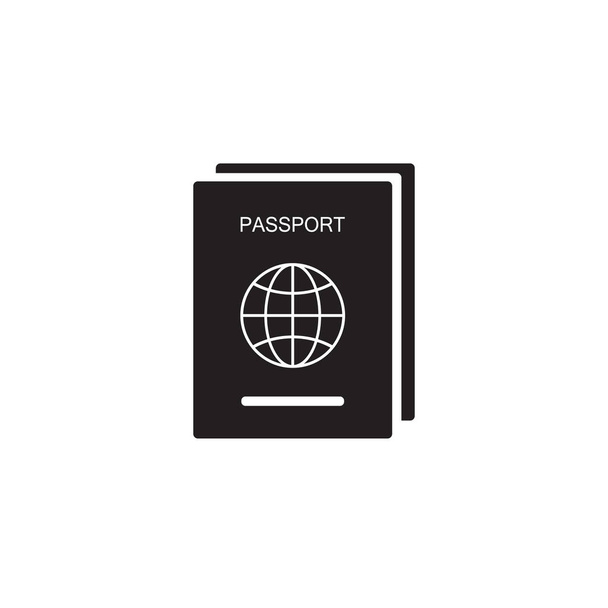 パスポートアイコン。デザインやウェブサイト、プレゼンテーションやモバイルのためのグリフスタイルのシンプルなベクトル記号トレンディシンボルとしての識別またはパスドキュメントイラストレーション - ベクター画像