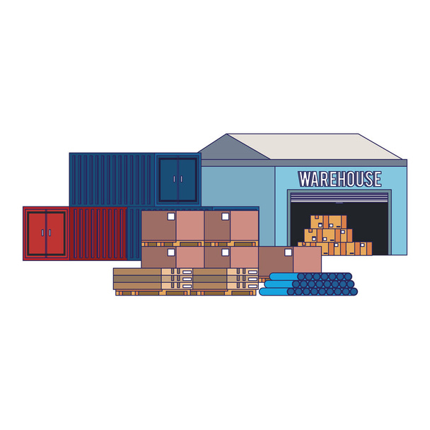 Lagerhalle mit blauen Linien für Waren - Vektor, Bild