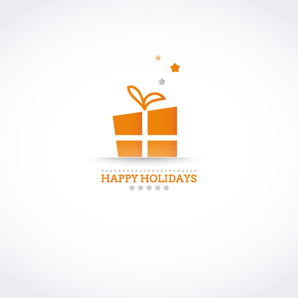 Estilizada tarjeta Happy Holiday con caja de regalo de vacaciones y estrellas
 - Vector, imagen