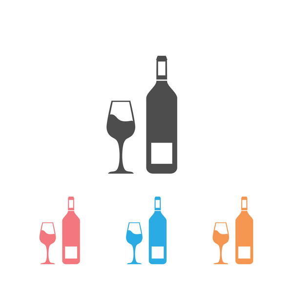 ワインアイコンセット 白にベクトルイラスト - ベクター画像
