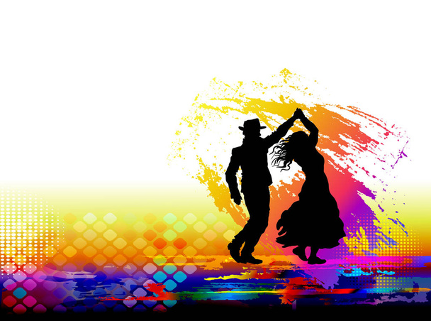 Couple of dancers, folk dance. Vector illustration - Vector, Image