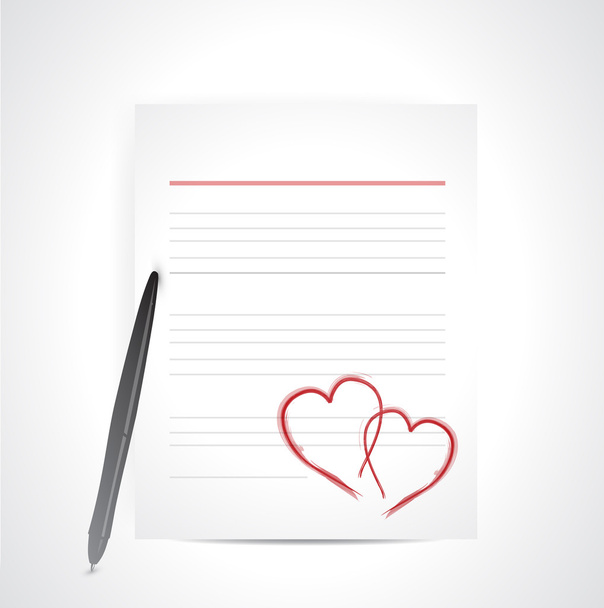lover letter and pen. illustration design - Foto, afbeelding