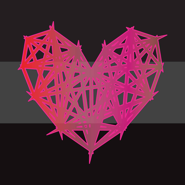 Разноцветный значок сердца полигона на черном фоне
 - Фото, изображение