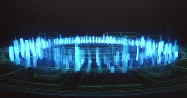 3D abstrakte digitale Matrix Stadthintergrund. futuristische Stadt der Big-Data-Informationstechnologie-Konzept. Bewegungsgrafik für abstraktes Rechenzentrum, Blockkette, Server, Internet, Hi-Speed. - Filmmaterial, Video