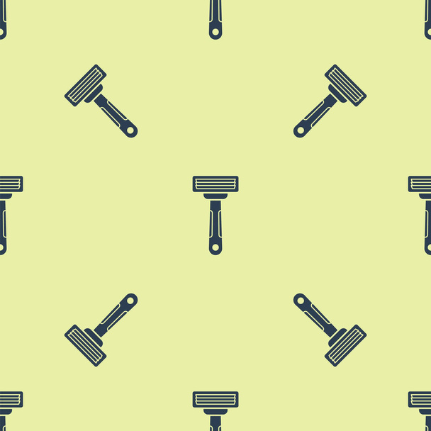 Blue Shaving razor icon isolated seamless pattern on yellow background. Vector Illustration - Vector, Image