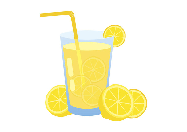 Стакан лимонада с вектором лимонов
 - Вектор,изображение
