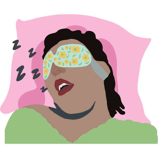 Girl wearing sleepwear and sleeping eye mask. - Photo, Image