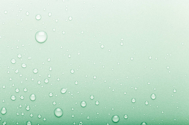 Drops of water on a color background. Selective focus. Green. To - Photo, Image