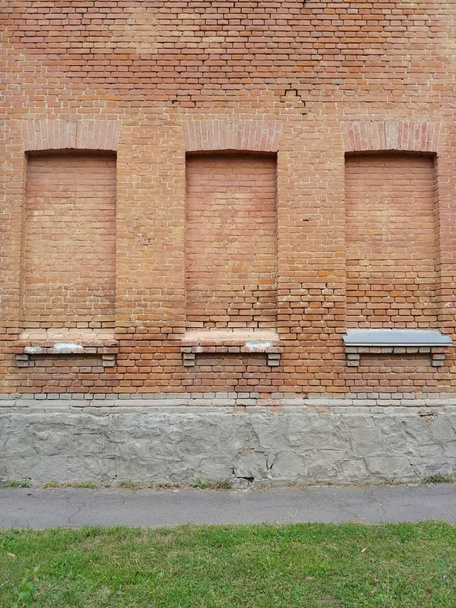 three bricked windows in a jail, prison. freedom of speech concept - Φωτογραφία, εικόνα
