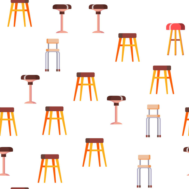 Stool, Sitting Furniture Vector Seamless Pattern - Vector, Image