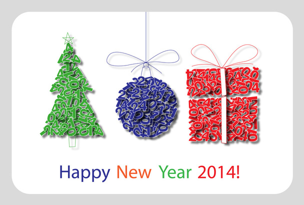 Gelukkig nieuw jaar 2014 decoratie kaart 7 vector - Vector, afbeelding