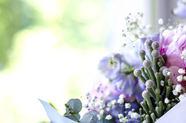 Bouquet of flowers close-up. Peonies, hydrangea. - Фото, изображение