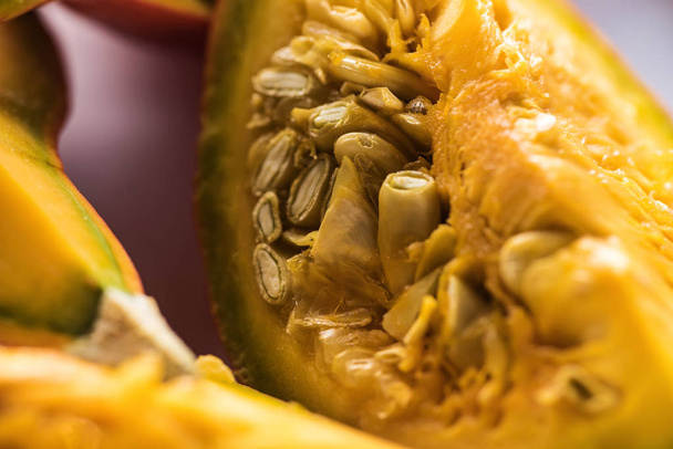 close up view of ripe pumpkin piece - 写真・画像
