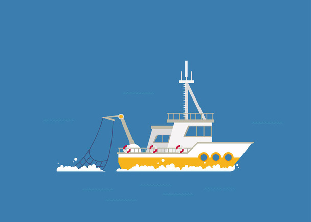 flat vector illustration of the ship - Vector, imagen