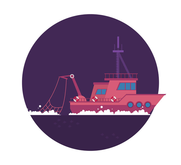 flat vector illustration of the ship - Вектор,изображение