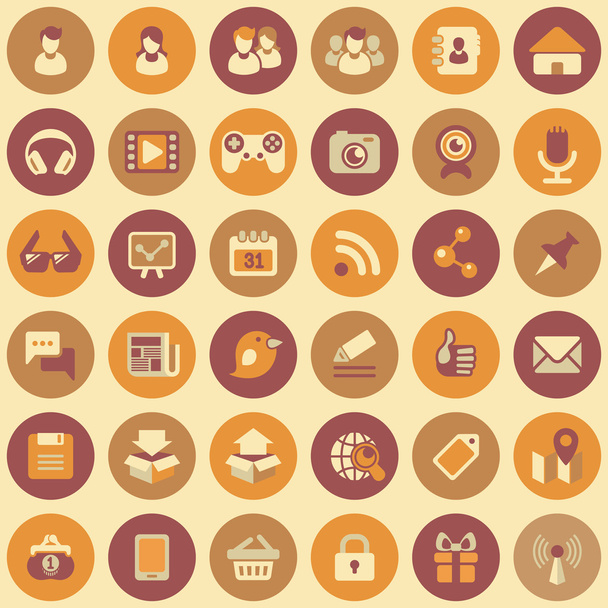 Social Networking Round Icons Set - Vecteur, image
