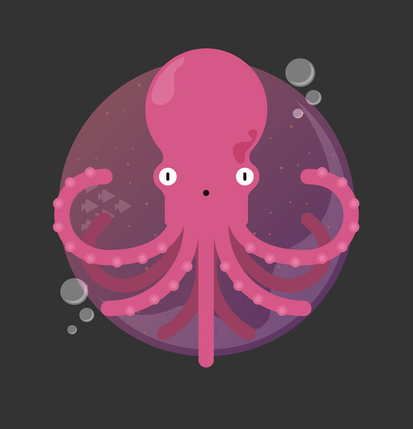 cute cartoon octopus , underwater, vector illustration  - Vector, Imagen
