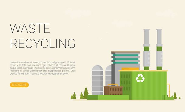 Concetto di riciclaggio dei rifiuti. Impianto di riciclaggio dei rifiuti, vettore
 - Vettoriali, immagini