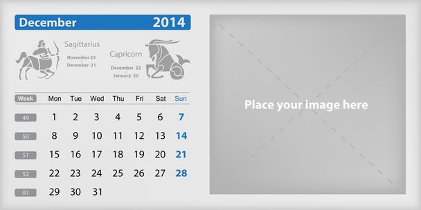 Грудня 2014 року календар» та «Зодіак - Вектор, зображення