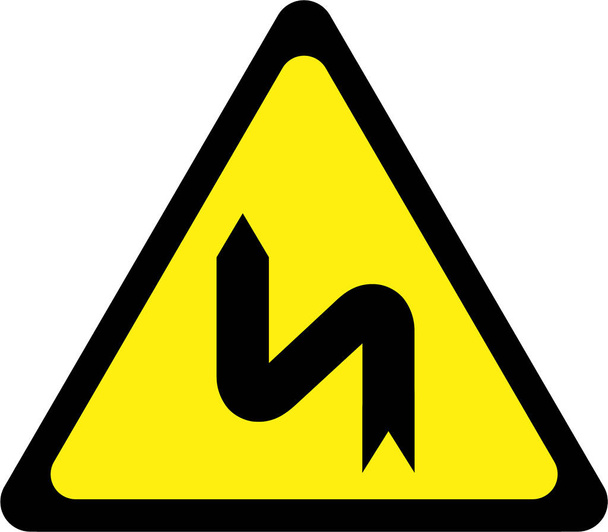 Waarschuwingsbord met gevaarlijke bochten op links - Foto, afbeelding
