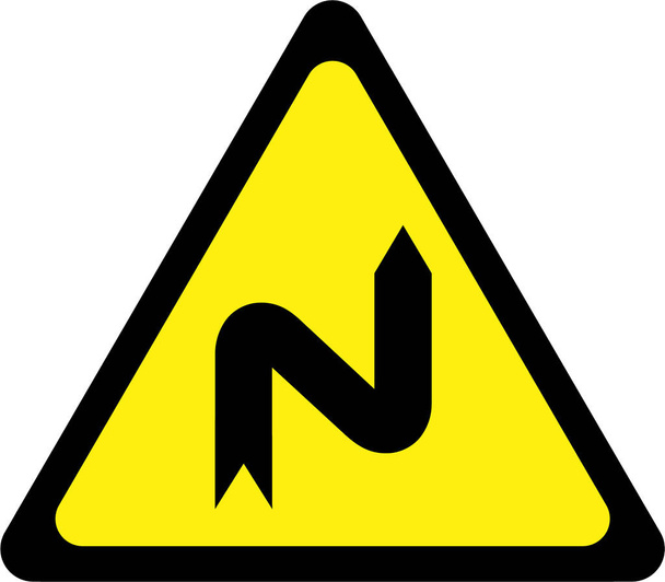 Varovným signálem s nebezpečné křivky vpravo - Fotografie, Obrázek