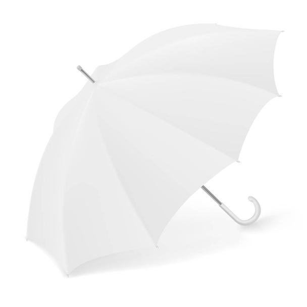 Realistic 3D White Umbrella Parasol For Branding - Vector, Image