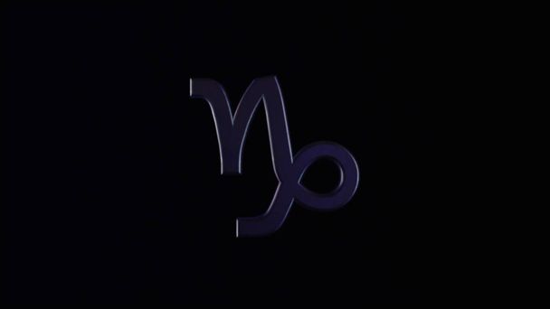 Abstracte animatie van astrologische teken Steenbok draaiend op een donkere achtergrond. Animatie. Horoscoop. Onderdeel van een Zodiac serie. - Foto, afbeelding