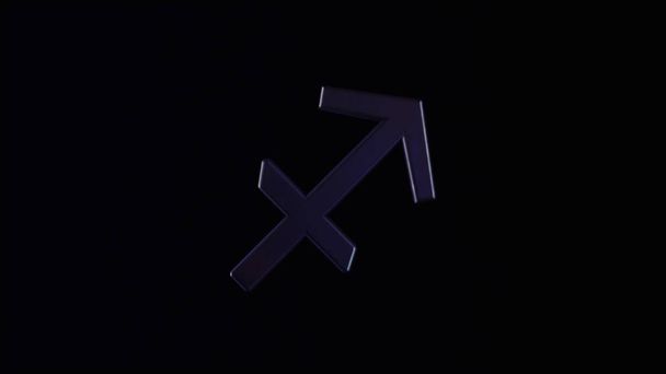Abstract animation of astrological Zodiac sign Sagittarius rotating on a dark background. Animation. Horoscope. Part of a Zodiac series. - 写真・画像