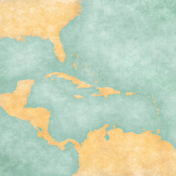 Karte der Karibik - leere Karte (Vintage-Serie)) - Foto, Bild