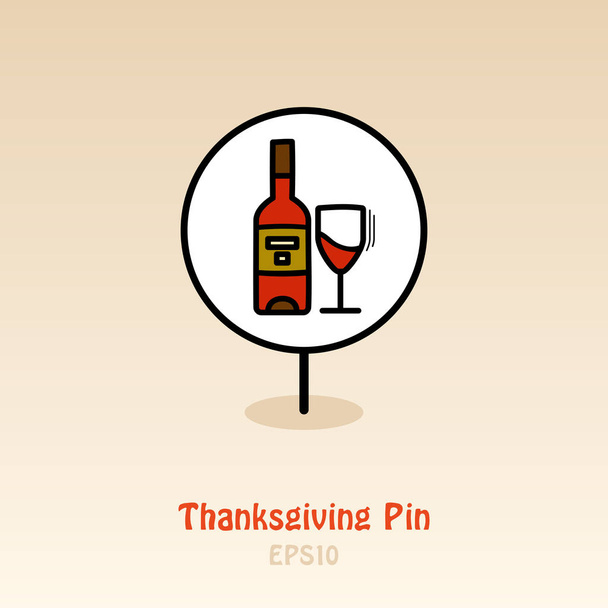 Palack bor és üveg PIN Térkép ikonra. Hálaadás - Vektor, kép