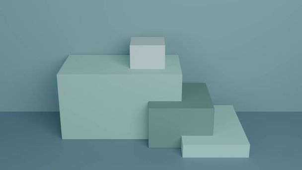 Fondo verde cajas 3D render
 - Foto, imagen