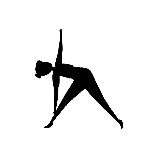 silhouette of woman practicing pilates position - Vector, Image