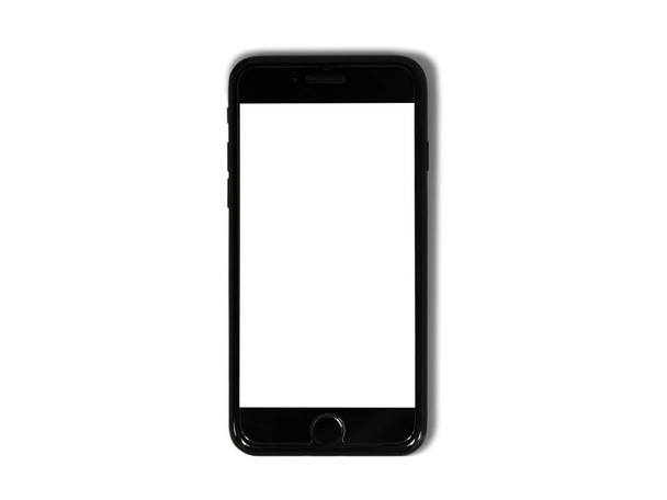 Telefono nero isolato su sfondo bianco con spazio di copia sul
  - Foto, immagini