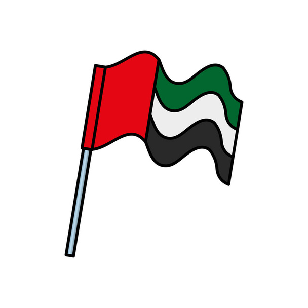 Флаг Объединённых Арабских Эмиратов развевается на шесте
 - Вектор,изображение