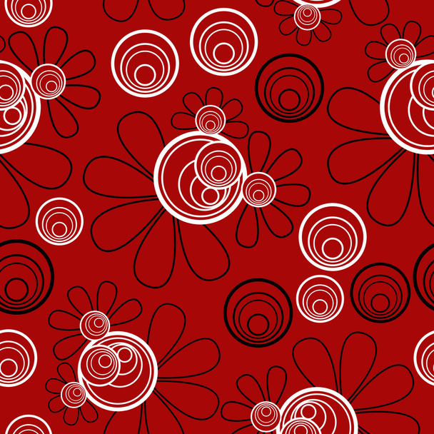 kwiatowy bezszwowe czarny czerwony biały - Zdjęcie, obraz