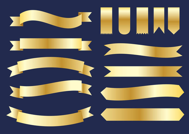 Collection de rubans dorés ensemble vectoriel de conception de bannière
  - Vecteur, image