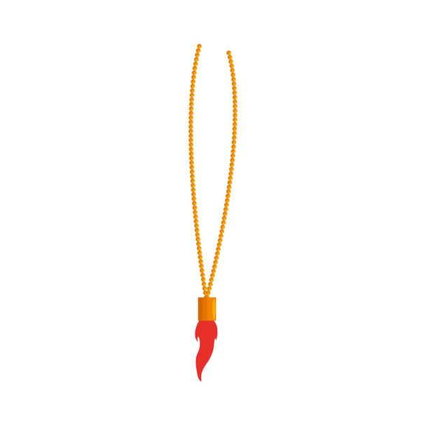 necklace with fire charm icon - Vector, Image