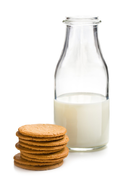 almond cookies with milk - Foto, Imagen