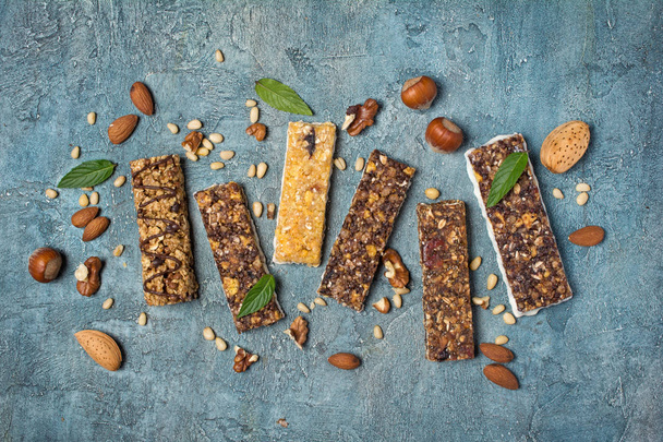 Granola bar with nuts and mint for healthy nutrition - Fotó, kép