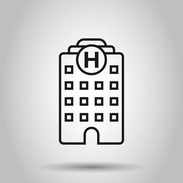 Krankenhausbau-Ikone im flachen Stil. Krankenhausvektor veranschaulichen - Vektor, Bild