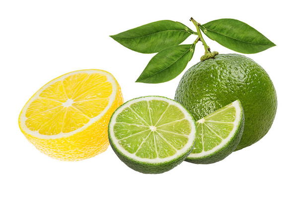 taze limon ve beyaz arka plan üzerinde izole limon - Fotoğraf, Görsel