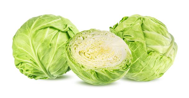 Green cabbage isolated on white background - Photo, Image