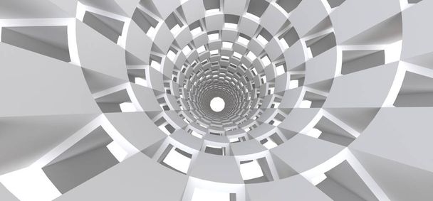 Long white tunnel as an abstract background for your design. 3d illusration. - Photo, Image