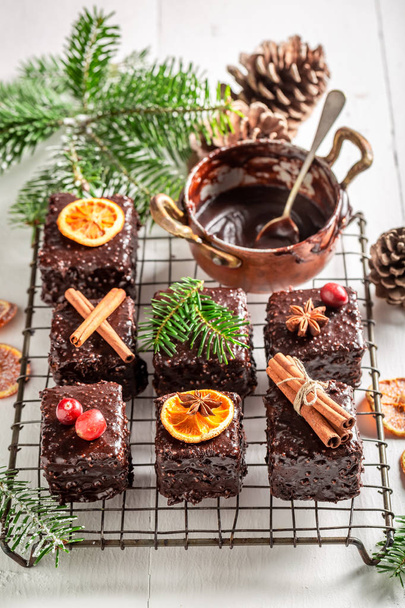 Tasty Gingerbread cubes for Christmas with ingredients - Foto, Imagem