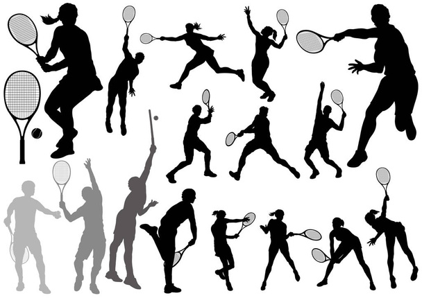 Set di silhouette da tennista isolate su sfondo bianco
. - Vettoriali, immagini