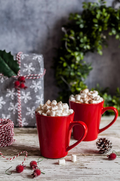 Christmas Hot Chocolate with Marshmallows - Photo, Image