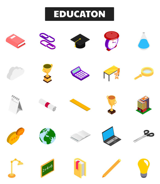3D isometric set of education icon. - Vektor, Bild