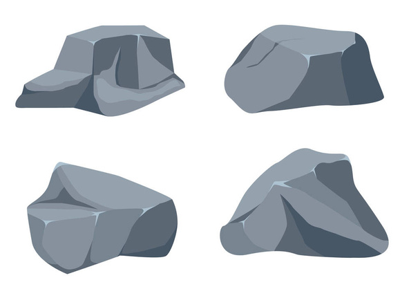 Rock stone set cartoon. - Vector, Image