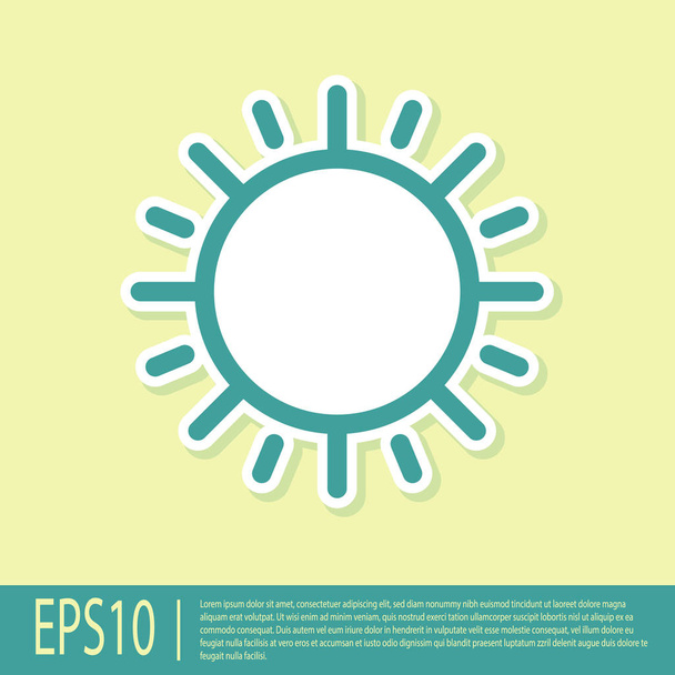 Green Sun icon isolated on yellow background. Vector Illustration - Vector, Image