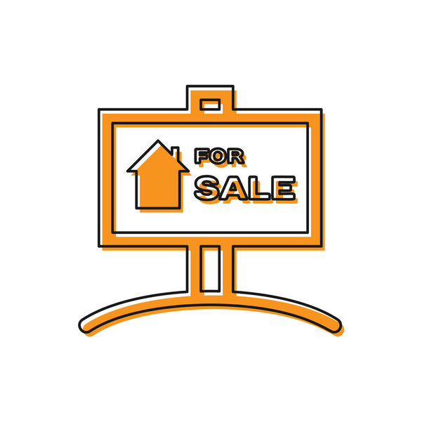 Oranje opknoping teken met tekst voor verkoop pictogram geïsoleerd op witte achtergrond. Bord met tekst te koop. Vector illustratie - Vector, afbeelding